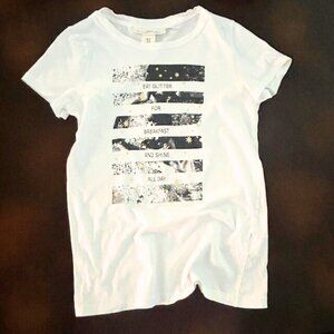HM White Printed Ladies Graphic T-shirt